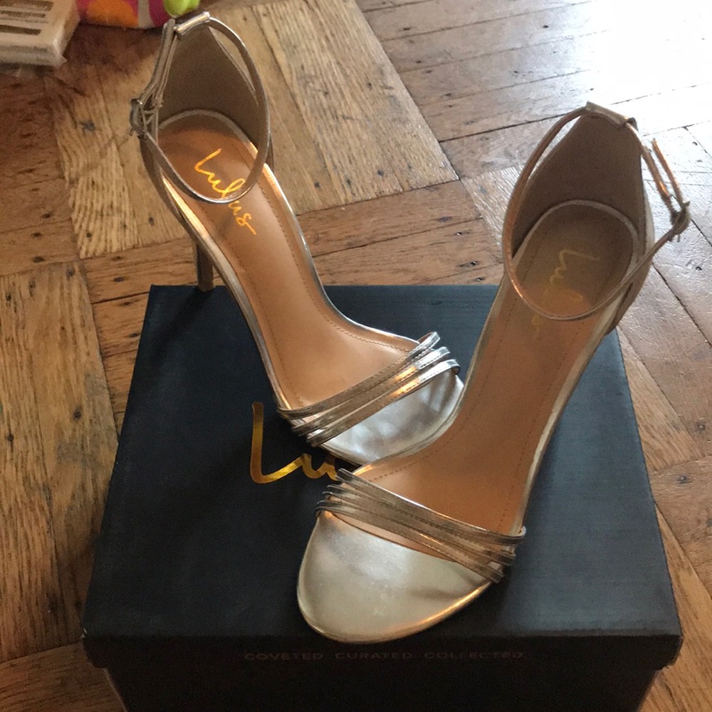 Silver strappy high heels